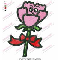 Red Flower with Necktie Embroidery Design